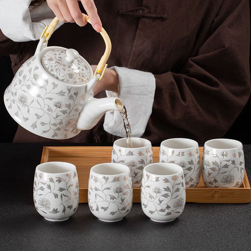 Japanese Tea Set Texture Elegant Japanese Tea Set | 7-Piece Floral Porcelain Set – Mihomu
