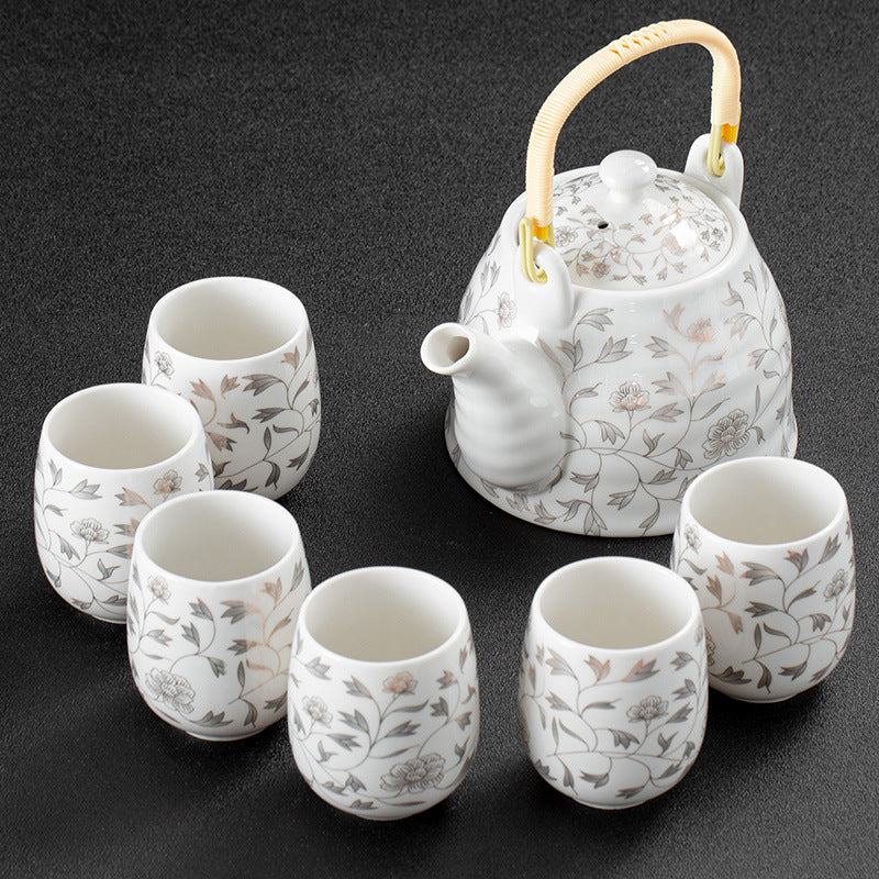 Elegant Japanese Tea Set | 7-Piece Floral Porcelain Set – Mihomu