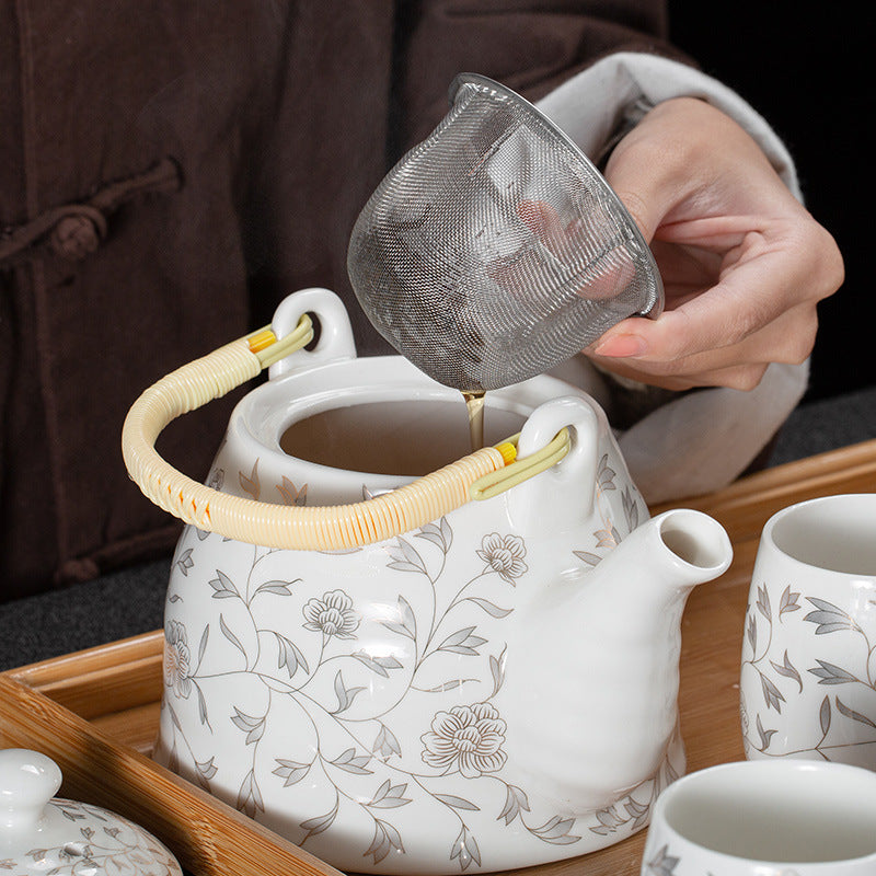 Elegant Japanese Tea Set | 7-Piece Floral Porcelain Set – Mihomu