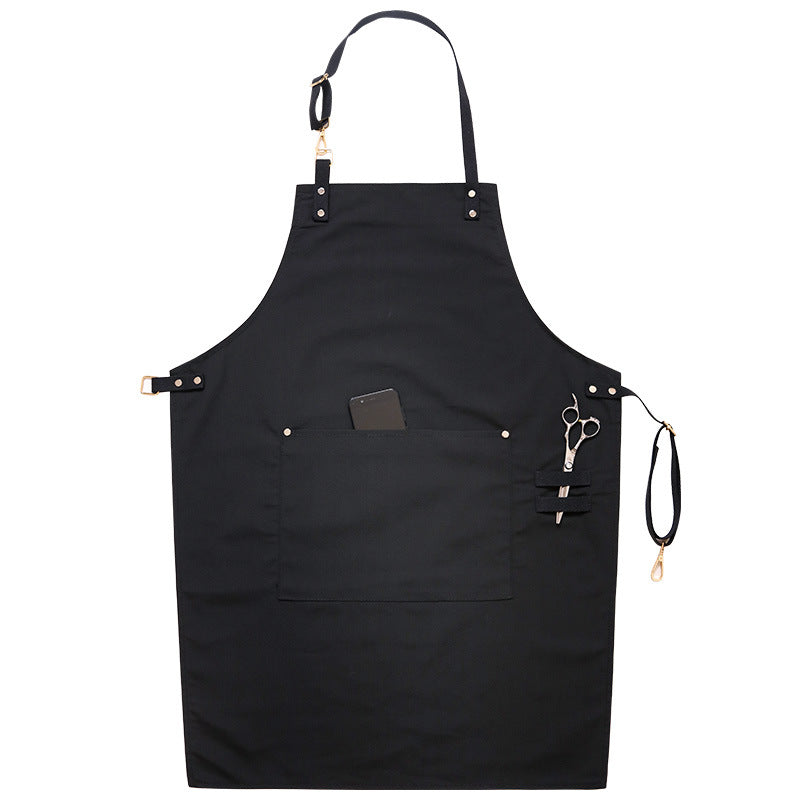 Yoru Black Apron with Pockets