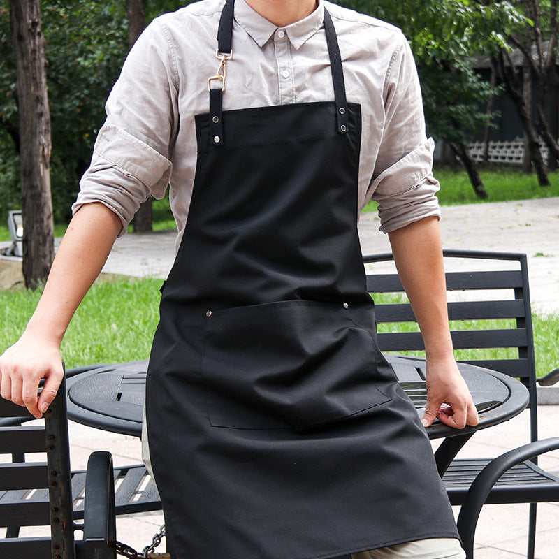 Yoru Black Apron with Pockets
