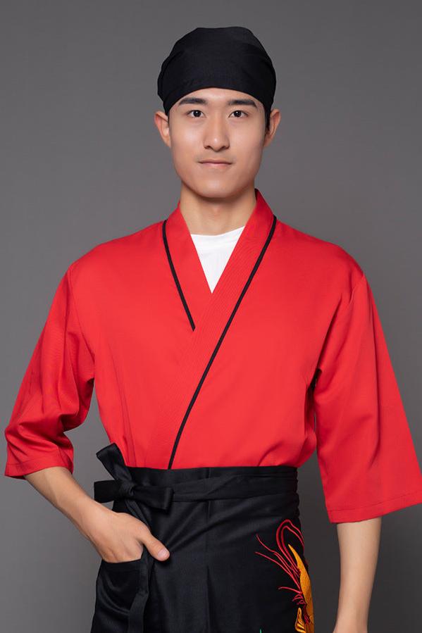 LEYWHEF Veste de chef japonaise pour homme et femme - Veste de cuisine pour sushi, 1 couleur, Black Longsleeve_3X-Large LEYWHEF Veste de chef japonaise pour homme et femme - Veste de cuisine pour sushi, 1 couleur, Black Longsleeve_3X-Large