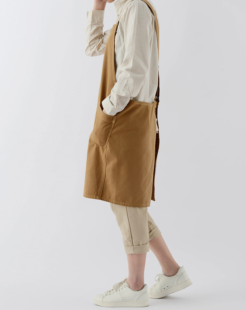Linen Cross Back Apron | Japanese Apron for Garden & Cooking – Mihomu