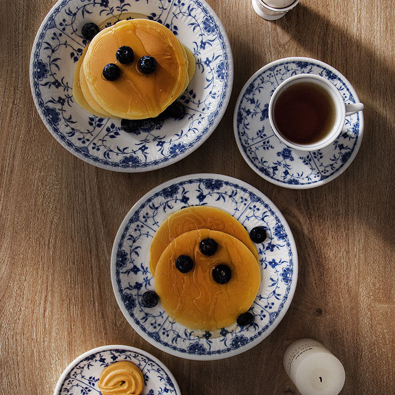 Large Japanese Blue Flower Plate