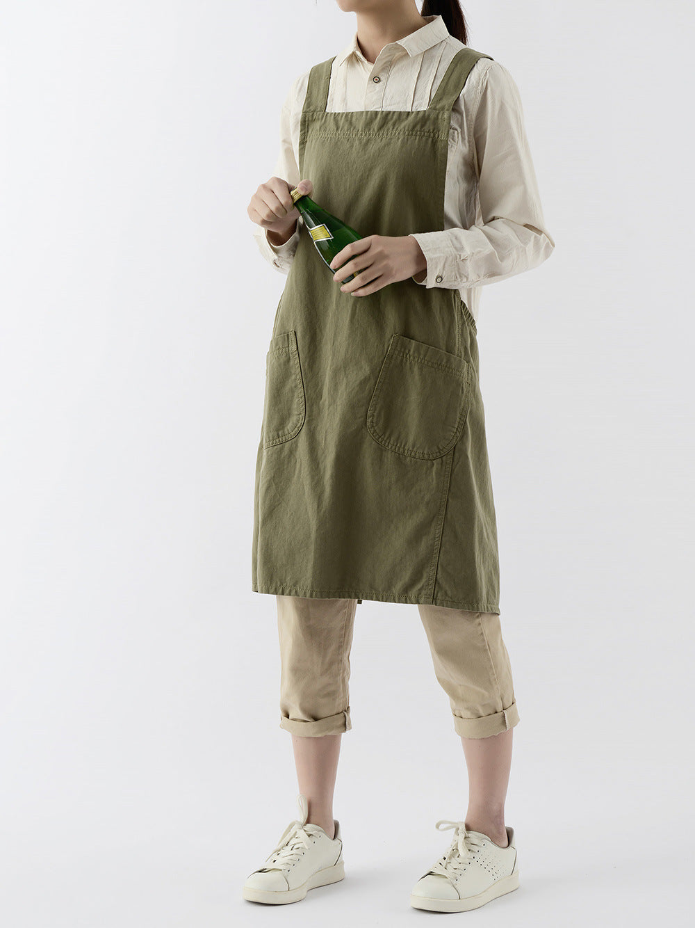 Linen Cross Back Apron | Japanese Apron for Garden & Cooking – Mihomu