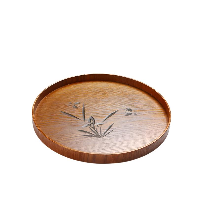 Japanese Wooden Tea Tray Orchid Round 3 sizes