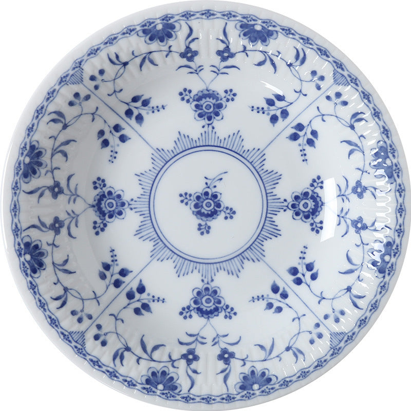 Large Japanese Blue Flower Plate