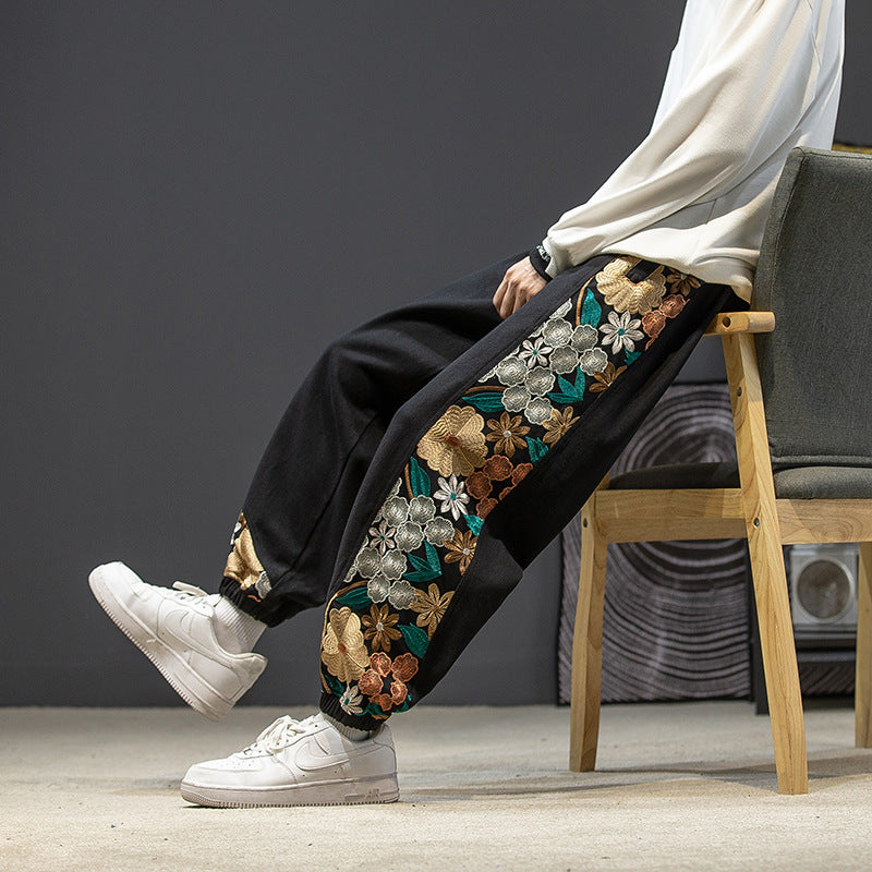 Embroidered Floral Loose Pants Sakura