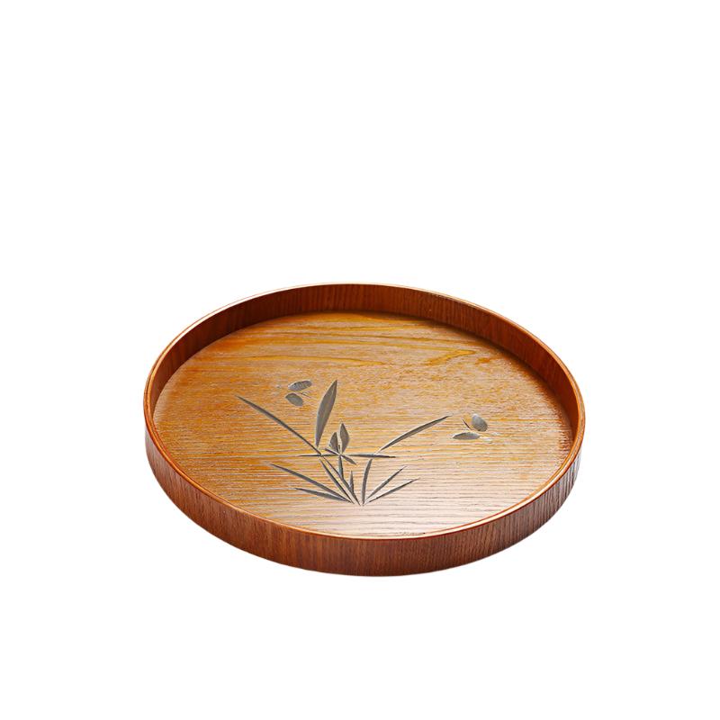 Japanese Wooden Tea Tray Orchid Round 3 sizes