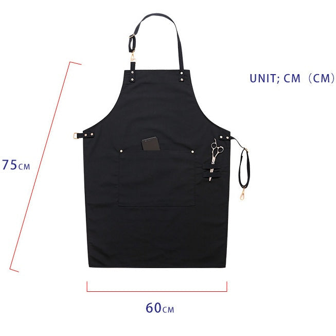 Yoru Black Apron with Pockets