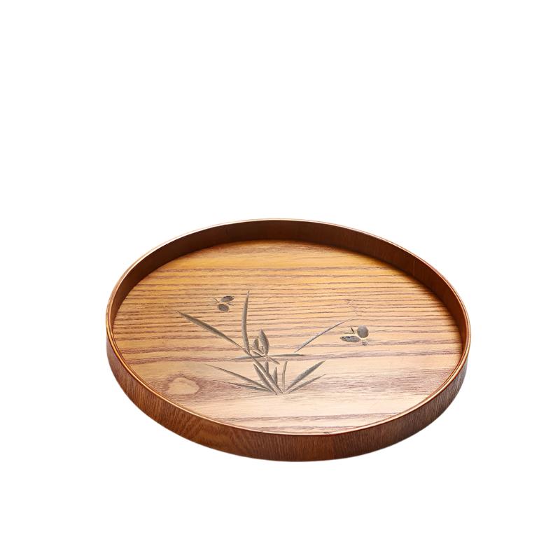 Japanese Wooden Tea Tray Orchid Round 3 sizes