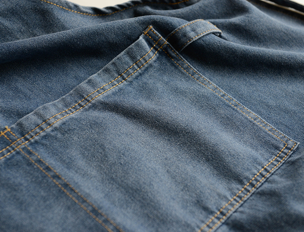 Cross-Back Denim Apron with Pockets