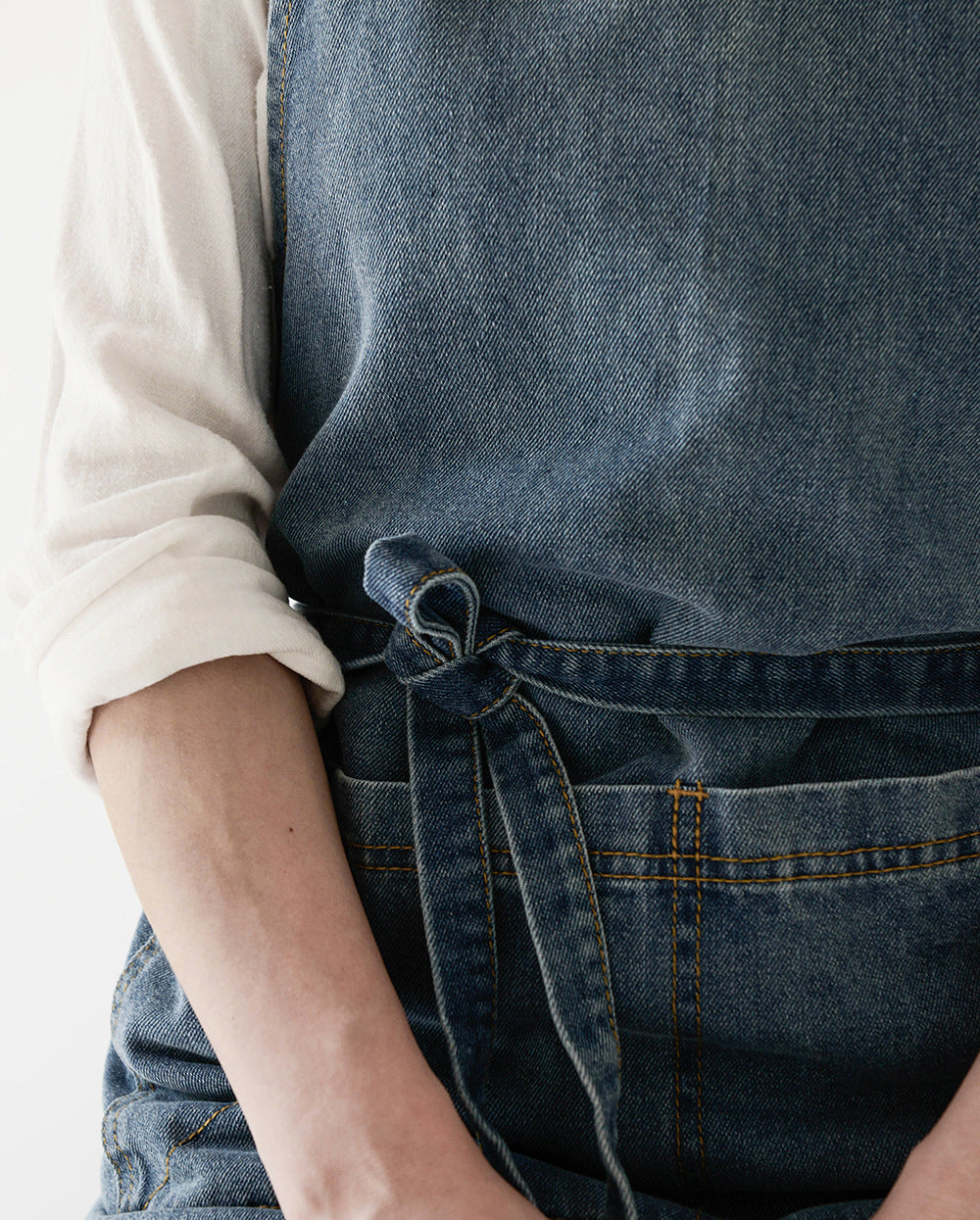 Cross-Back Denim Apron with Pockets