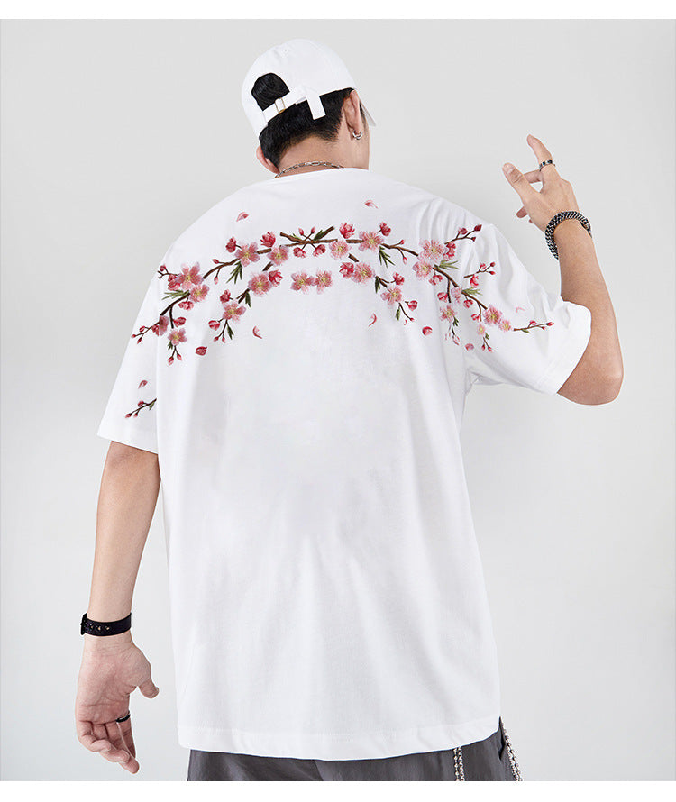flower embroidered shirt white